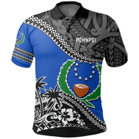 Polynesian Pride Apparel Pohnpei Polo Shirt Fall In The Wave Unisex Blue - Polynesian Pride