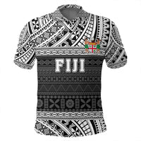 Polynesian Pride Apparel Polo Shirt Fiji Polo Shirt Flag Tapa White Art Style - Polynesian Pride