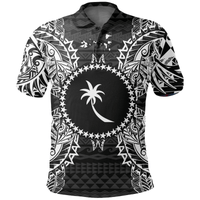Polynesian Pride Apparel Chuuk Polo Shirt Chuuk Flag Map Polynesian Tattoo Black Unisex Black - Polynesian Pride