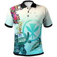 Polynesian Pride Apparel Hawaii Polo Shirt View sea Hawaii With Turtle Unisex Black - Polynesian Pride