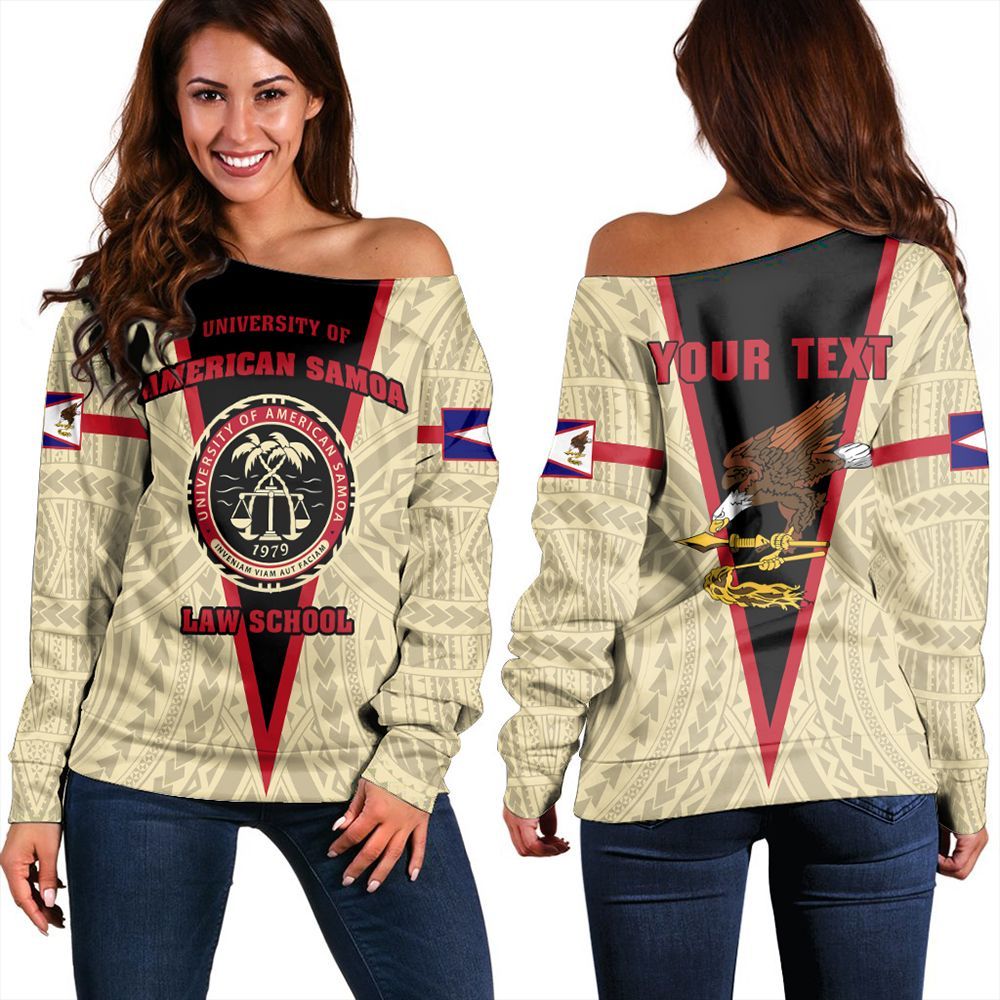 Samoan Sweatshirt - American Samoa Law School Women Off Shoulder Female Beige - Polynesian Pride