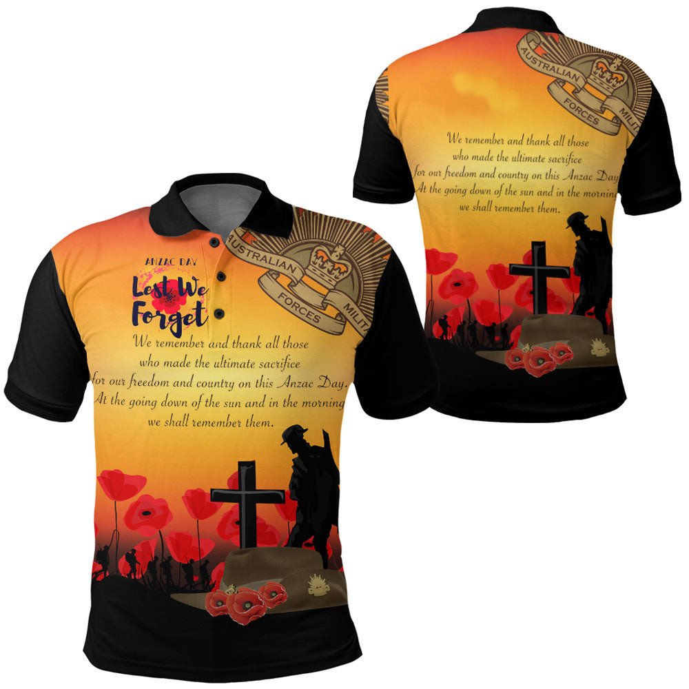 Polynesian Pride Clothing ANZAC Day We Shall Remember Them Polo Shirt Black - Polynesian Pride
