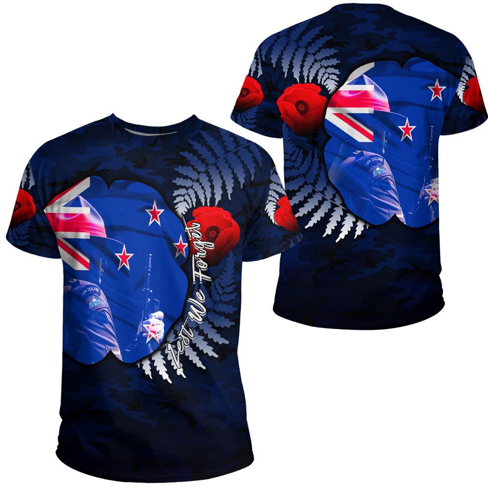 Polynesian Pride Clothing New Zealand Anzac Day Poppy T shirt Black - Polynesian Pride