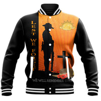 Polynesian Pride Clothing - Anzac Day Lest We Forget Soldier Standing Guard Baseball Jacket - Polynesian Pride