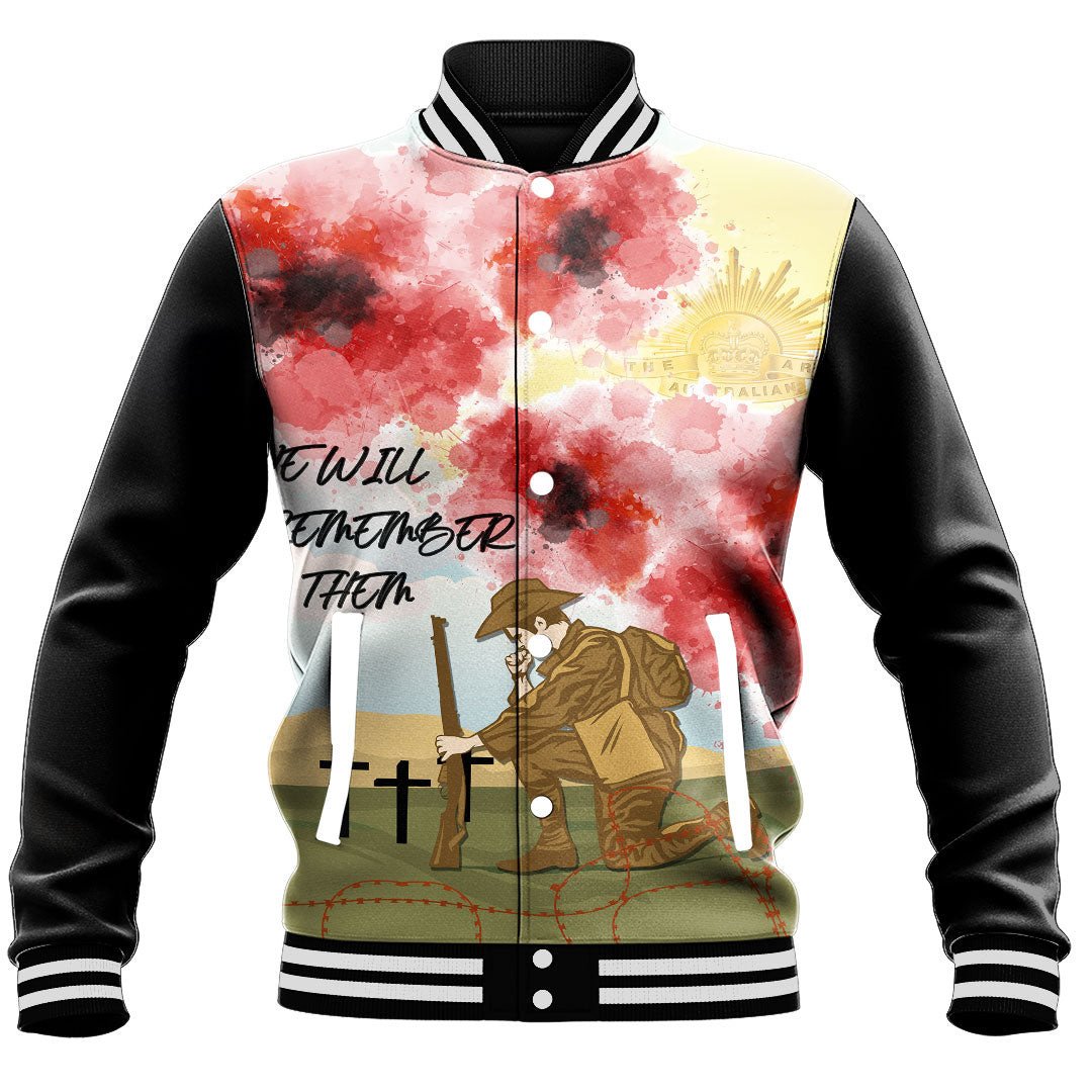 Polynesian Pride Clothing - Anzac We Will Remember Them Baseball Jacket - Polynesian Pride