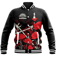 Polynesian Pride Clothing - Anzac Day Camouflage Poppy & Barbed Wire Baseball Jacket - Polynesian Pride
