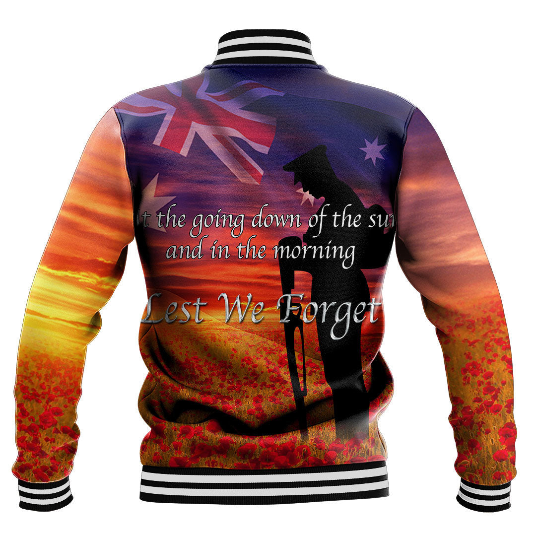 Polynesian Pride Clothing - Australia Lest We Forget Light Horse Silhouette Baseball Jacket - Polynesian Pride