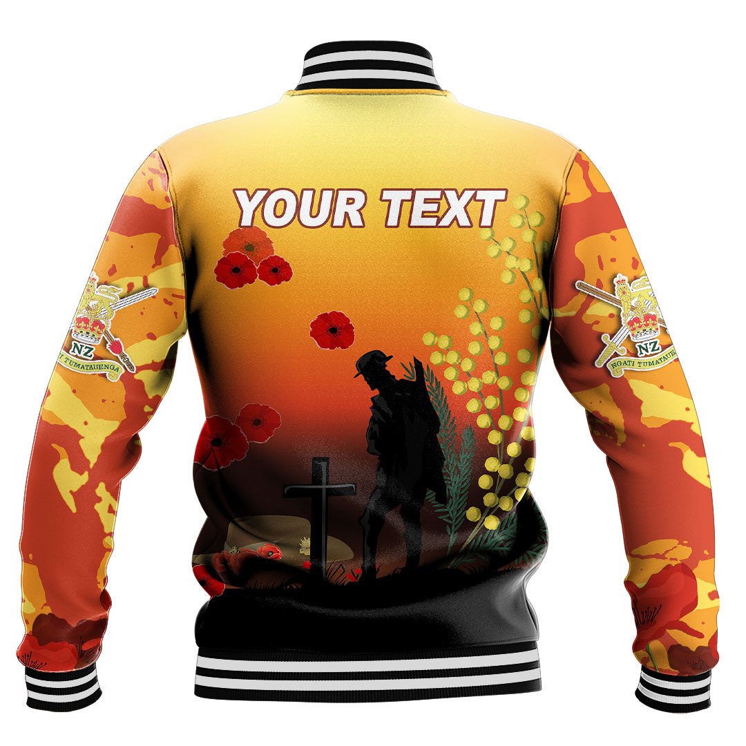 Polynesian Pride Clothing - (Custom) Australia Anzac Lest We Forget 2022 - Orange Baseball Jacket - Polynesian Pride