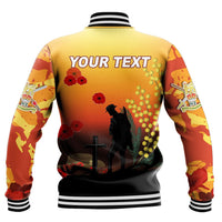 Polynesian Pride Clothing - (Custom) Australia Anzac Lest We Forget 2022 - Orange Baseball Jacket - Polynesian Pride