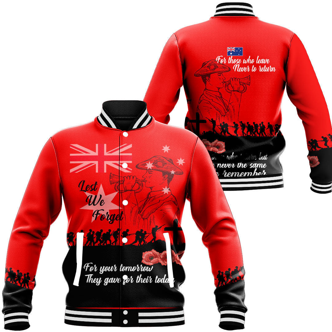 Polynesian Pride Clothing - Lest We Forget For Those Who Leave Never To Return Baseball Jacket Unisex Black - Polynesian Pride