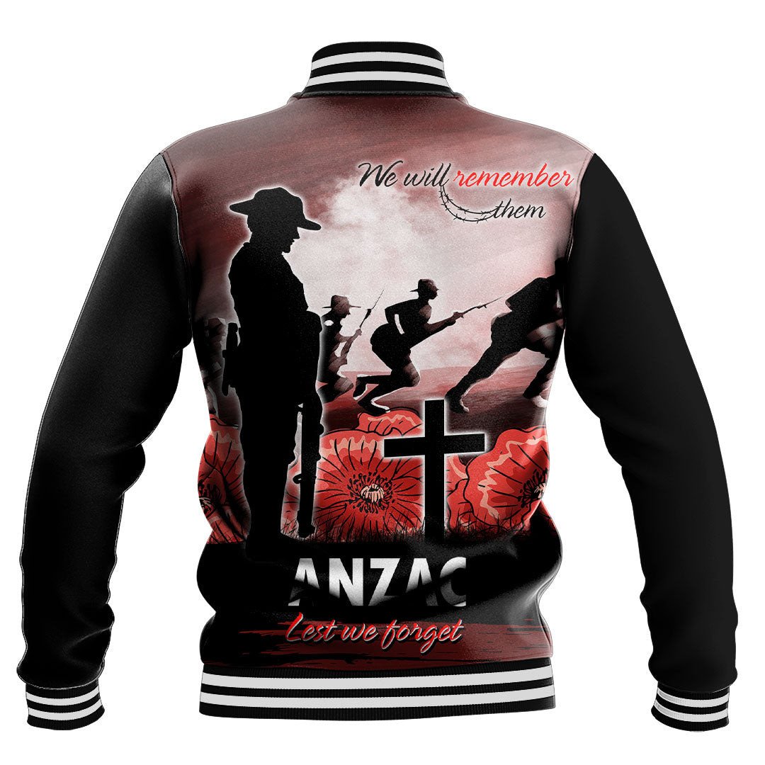 Polynesian Pride Clothing - Anzac Day We Will Remember Them Special Version Baseball Jacket - Polynesian Pride