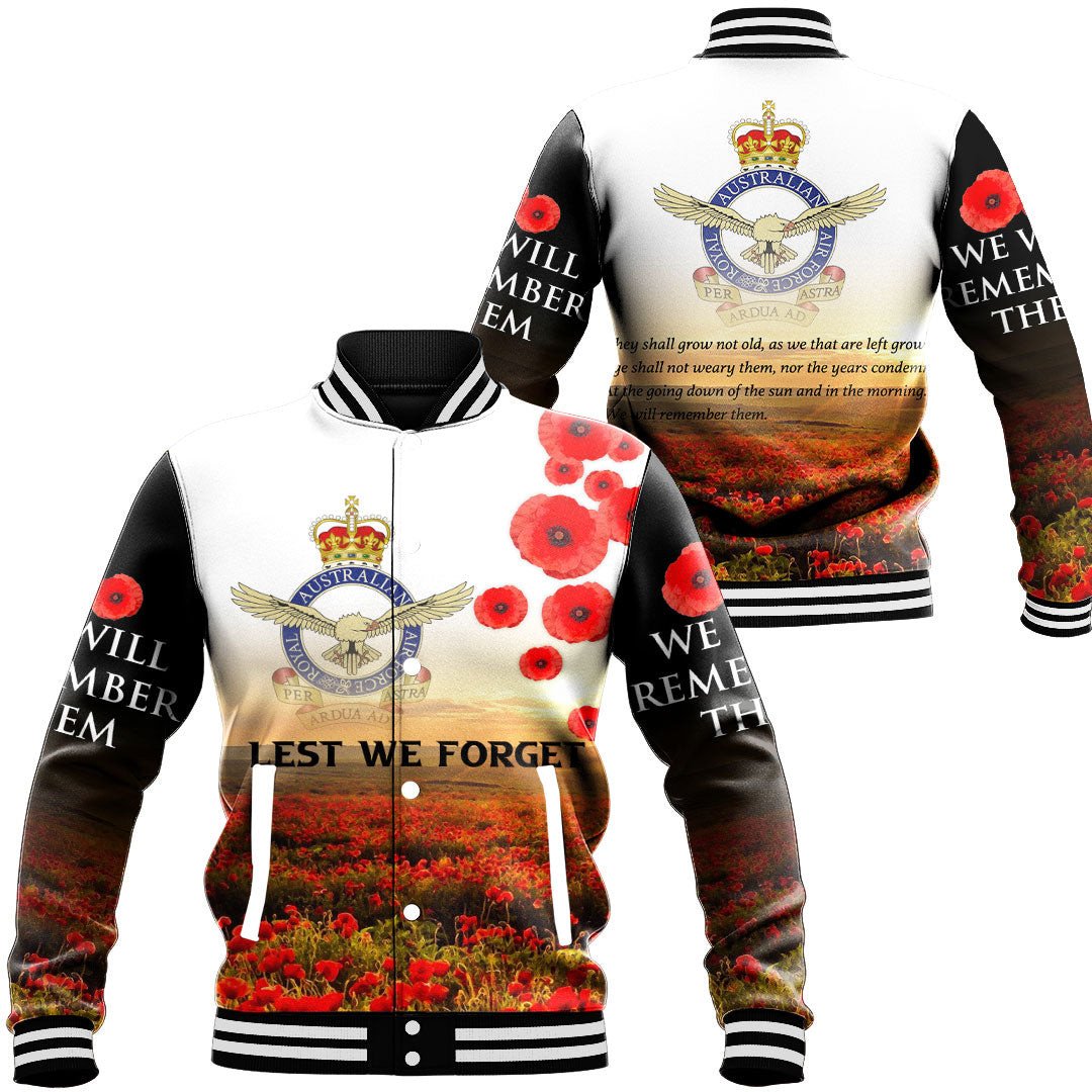 Polynesian Pride Clothing - Anzac Day Australian Air Force Baseball Jacket Unisex Black - Polynesian Pride