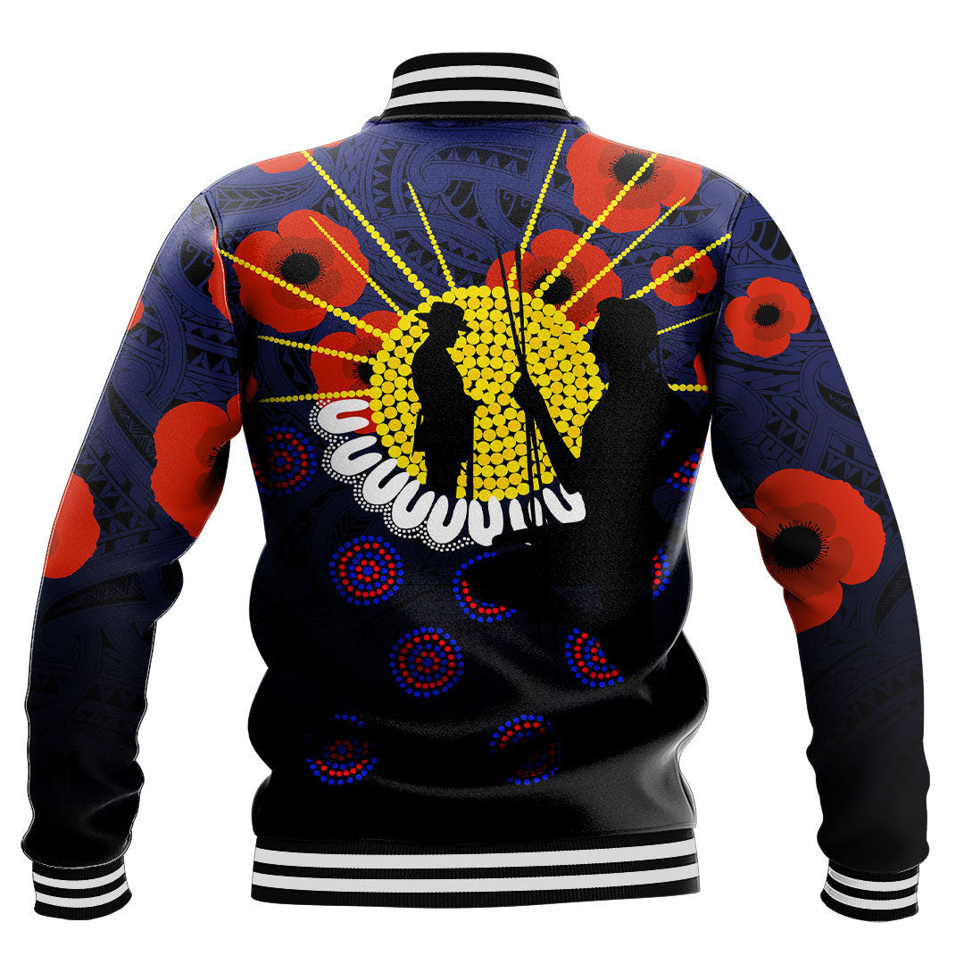 Polynesian Pride Clothing - Anzac Day We Will Remember Them Baseball Jacket - Polynesian Pride