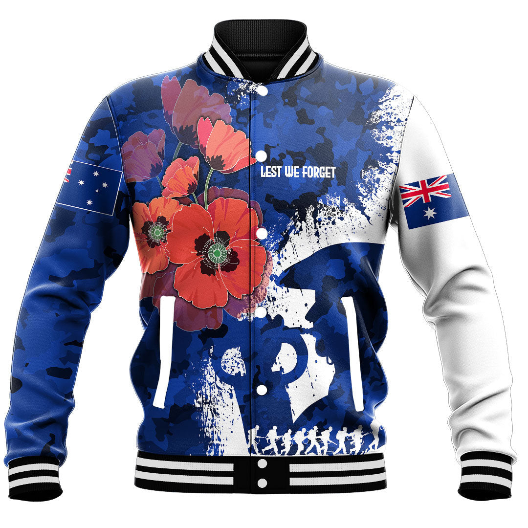 Polynesian Pride Clothing - Anzac Day Silhouette Soldier Baseball Jacket - Polynesian Pride
