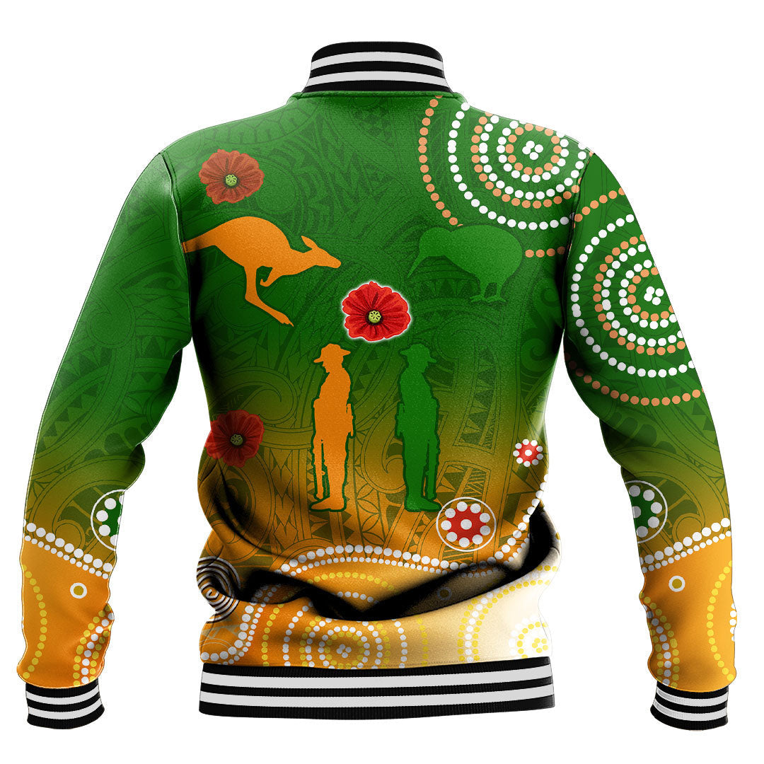 Polynesian Pride Clothing - Anzac New Zealand Maori - Australia Indigenous Baseball Jacket - Polynesian Pride