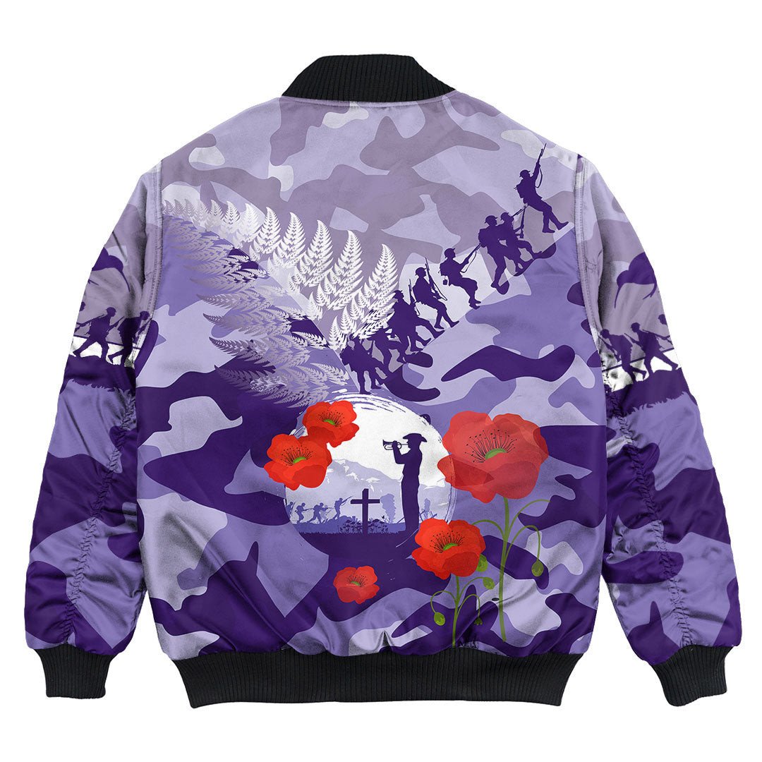 Polynesian Pride Clothing - New Zealand Anzac Fern And Camouflage Bomber Jacket - Polynesian Pride