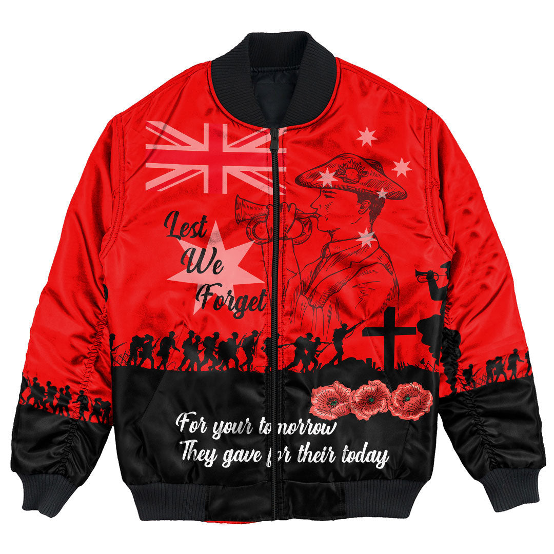 Polynesian Pride Clothing - Lest We Forget For Those Who Leave Never To Return Bomber Jacket Unisex Black - Polynesian Pride