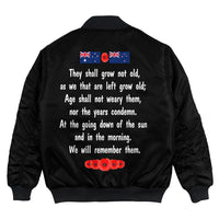 Polynesian Pride Clothing - Anzac Day Remember Australia & New Zealand Purple Bomber Jacket - Polynesian Pride