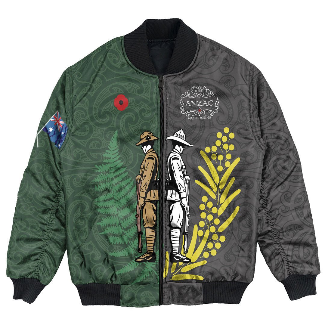 Polynesian Pride Clothing - Anzac Spirit Lest We Forget Bomber Jacket Unisex Black - Polynesian Pride