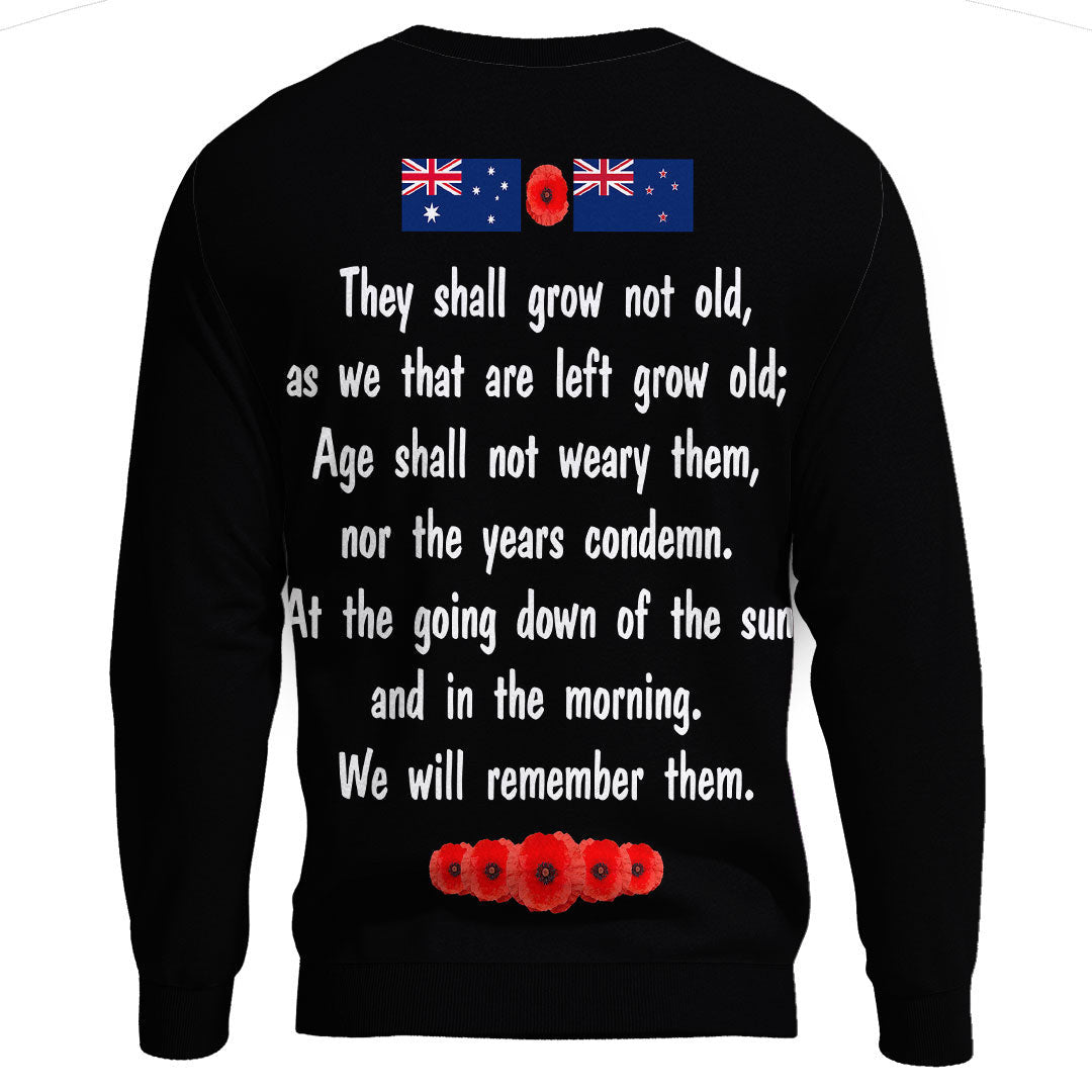 Polynesian Pride Clothing - Anzac Day Remember Australia & New Zealand Purple.Sweatshirt - Polynesian Pride