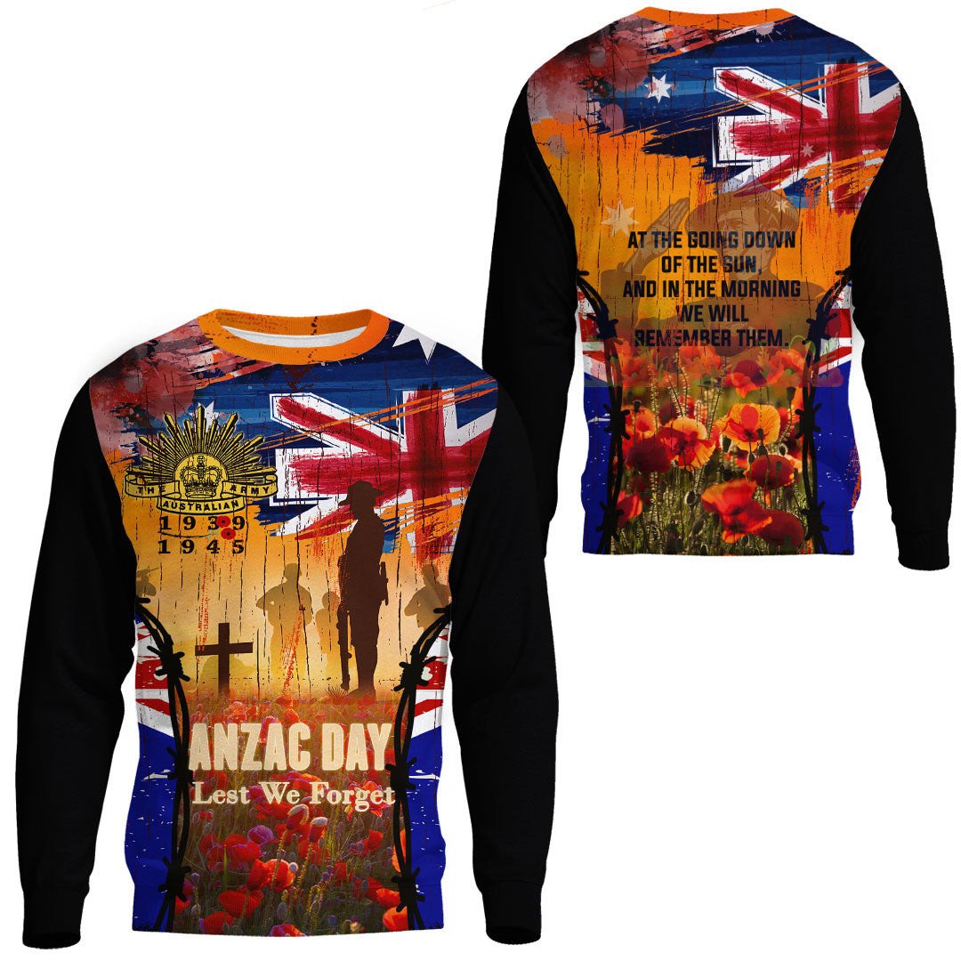 Polynesian Pride Clothing - Anzac Day World War II Commemoration 39 - 45.Sweatshirt Unisex Black - Polynesian Pride