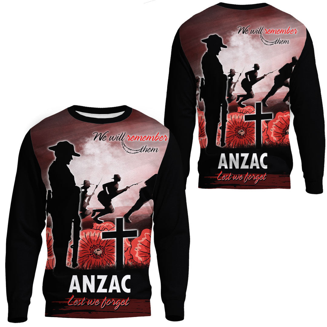 Polynesian Pride Clothing - Anzac Day We Will Remember Them Special Version.Sweatshirt Unisex Black - Polynesian Pride