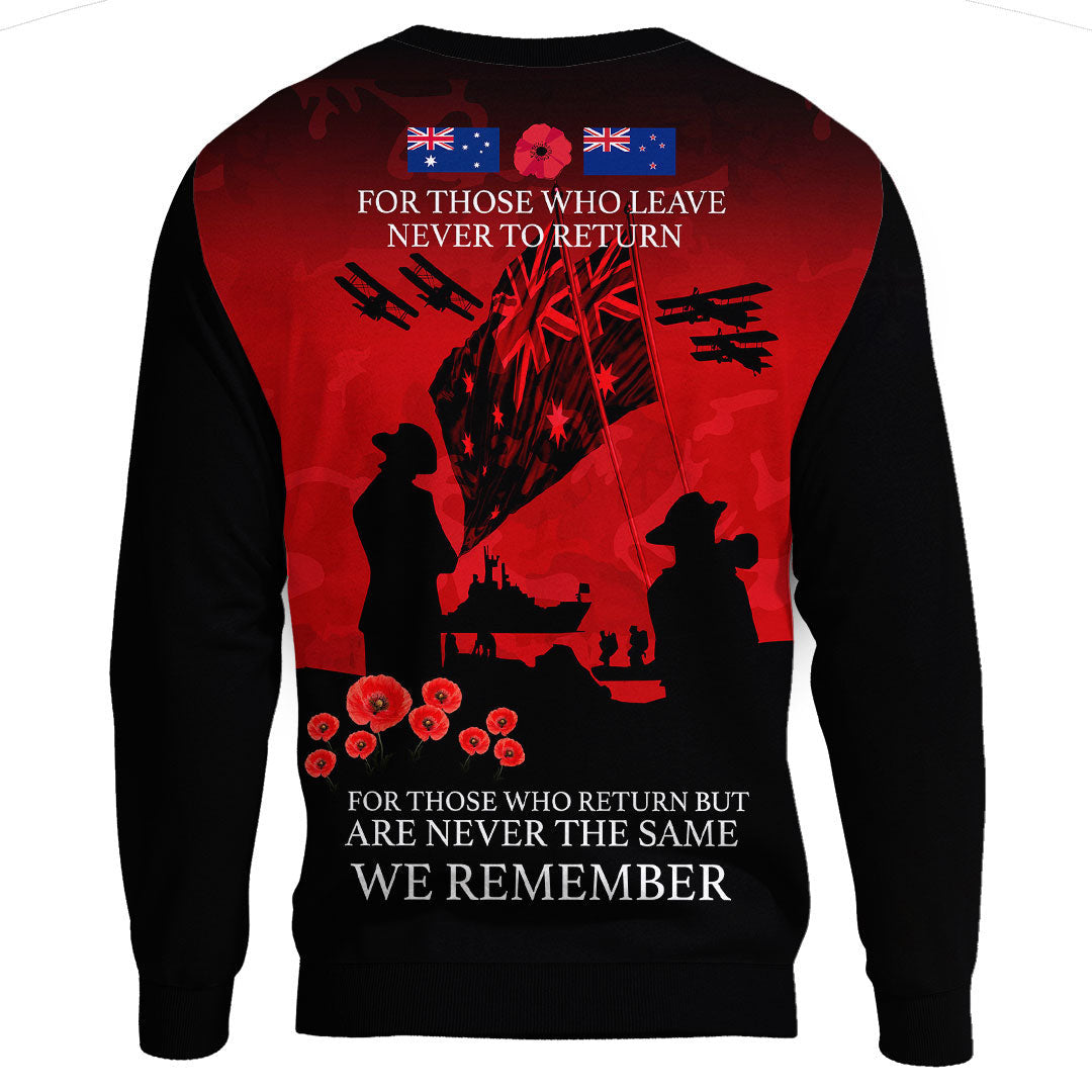 Polynesian Pride Clothing - Anzac Day For Those Who Leave Never To Ruturn.Sweatshirt - Polynesian Pride