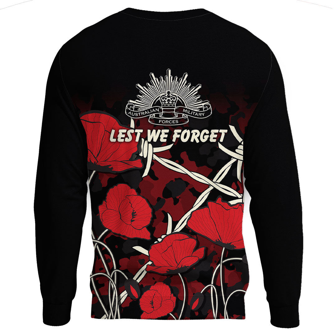 Polynesian Pride Clothing - Anzac Day Camouflage Poppy & Barbed Wire.Sweatshirt - Polynesian Pride