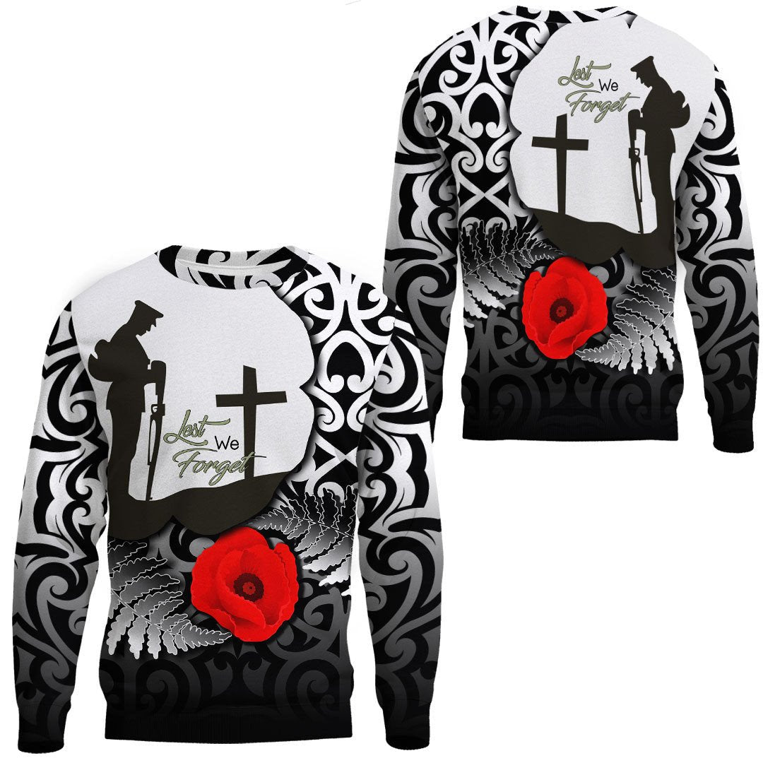 Polynesian Pride Clothing - Anzac Day Poppy Remembrance.Sweatshirt Unisex Black - Polynesian Pride