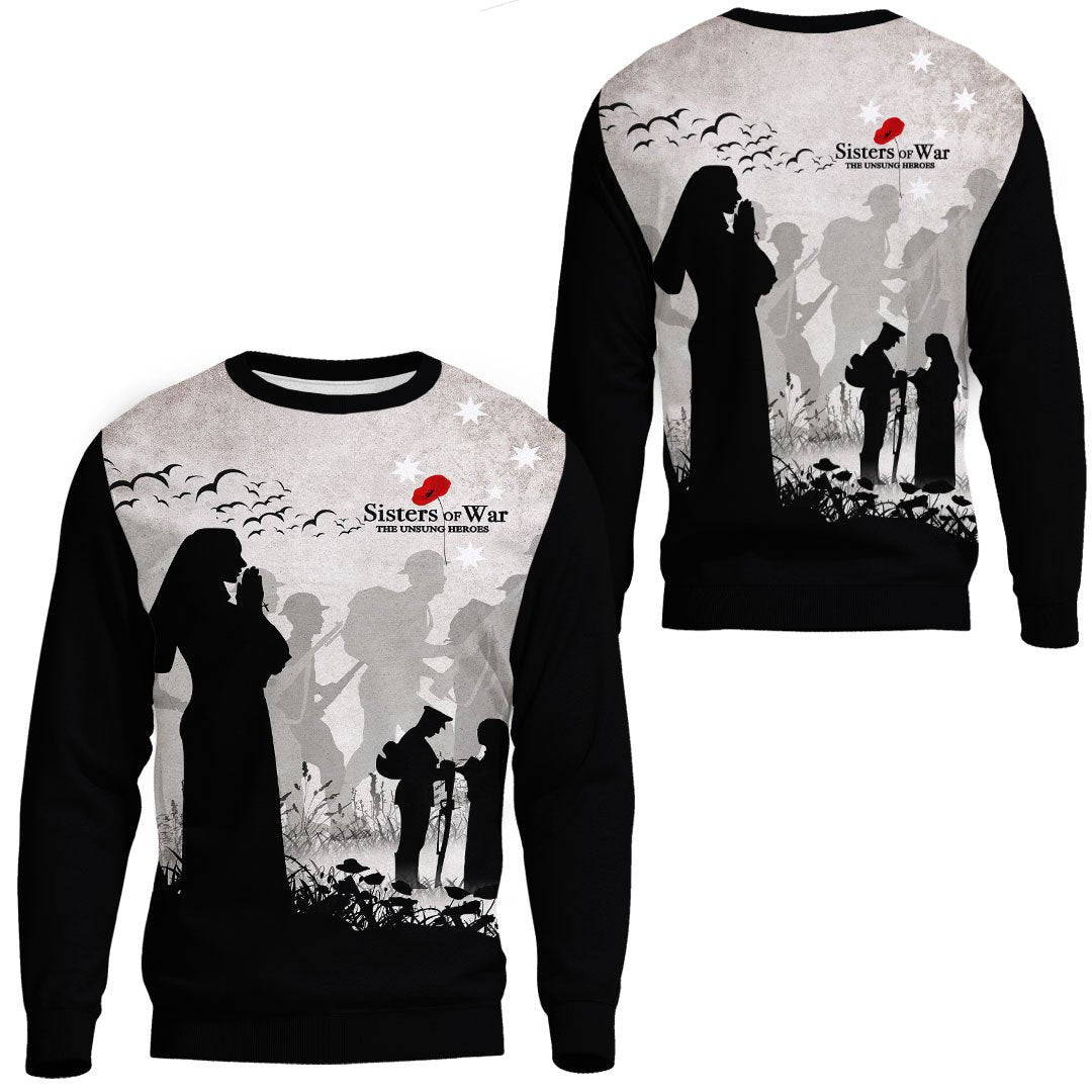 Polynesian Pride Clothing - Anzac Day Sisters of War The Unsung Heroes.Sweatshirt Unisex Black - Polynesian Pride