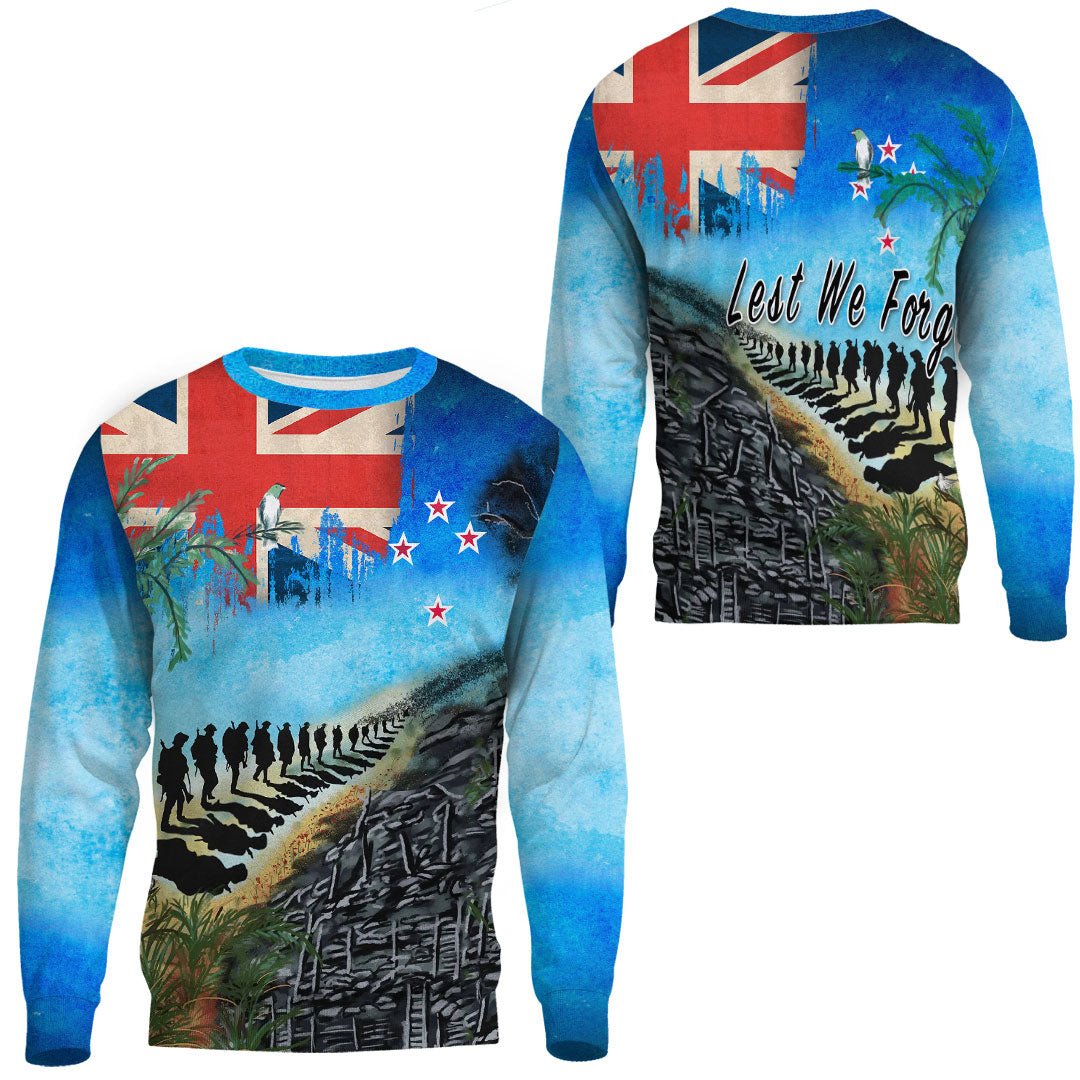 Polynesian Pride Clothing - New Zealand Anzac Day Lest We Forget.Sweatshirt Unisex Black - Polynesian Pride