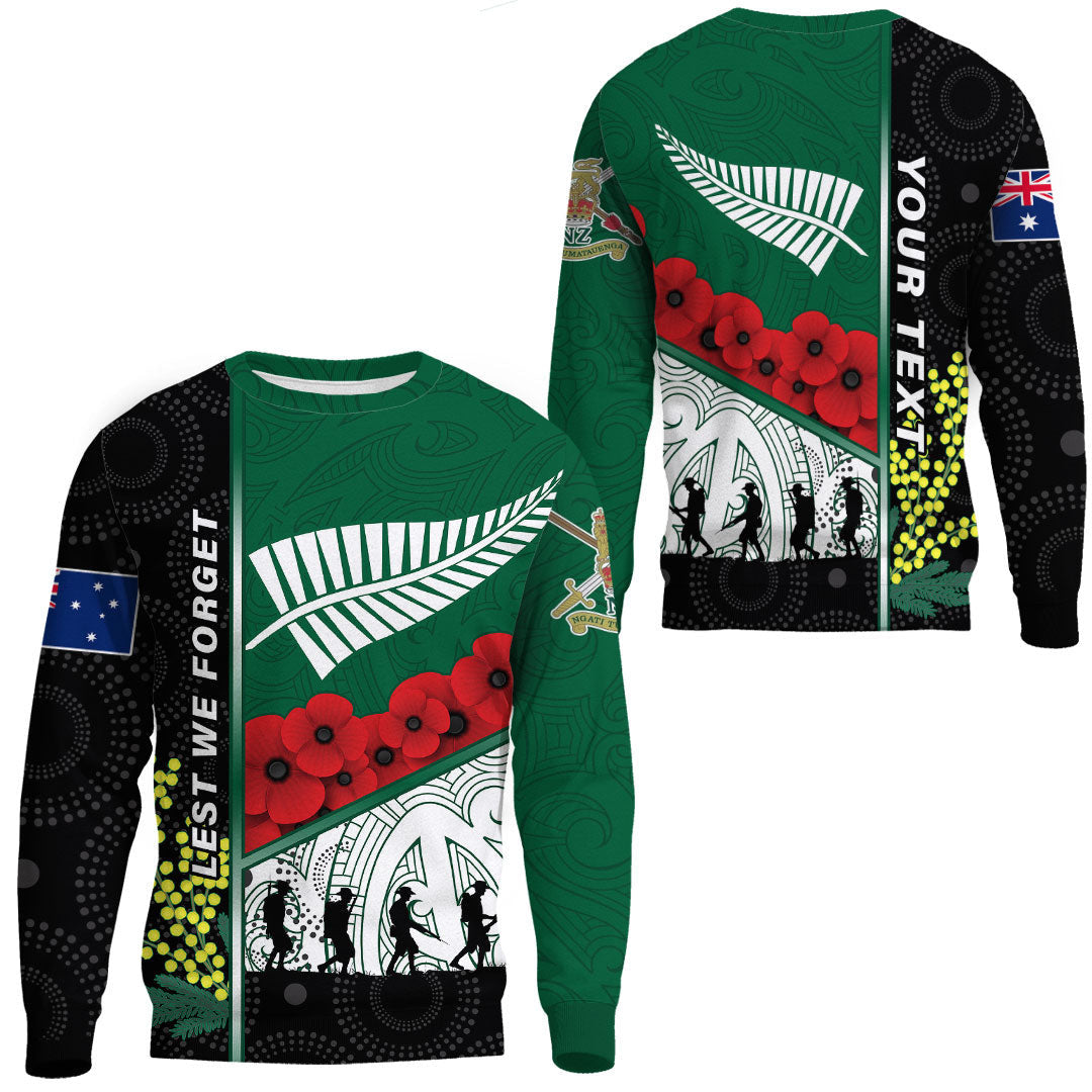 Polynesian Pride Clothing - (Custom) Australia Indigenous & New Zealand Maori Anzac.Sweatshirt Unisex Black - Polynesian Pride