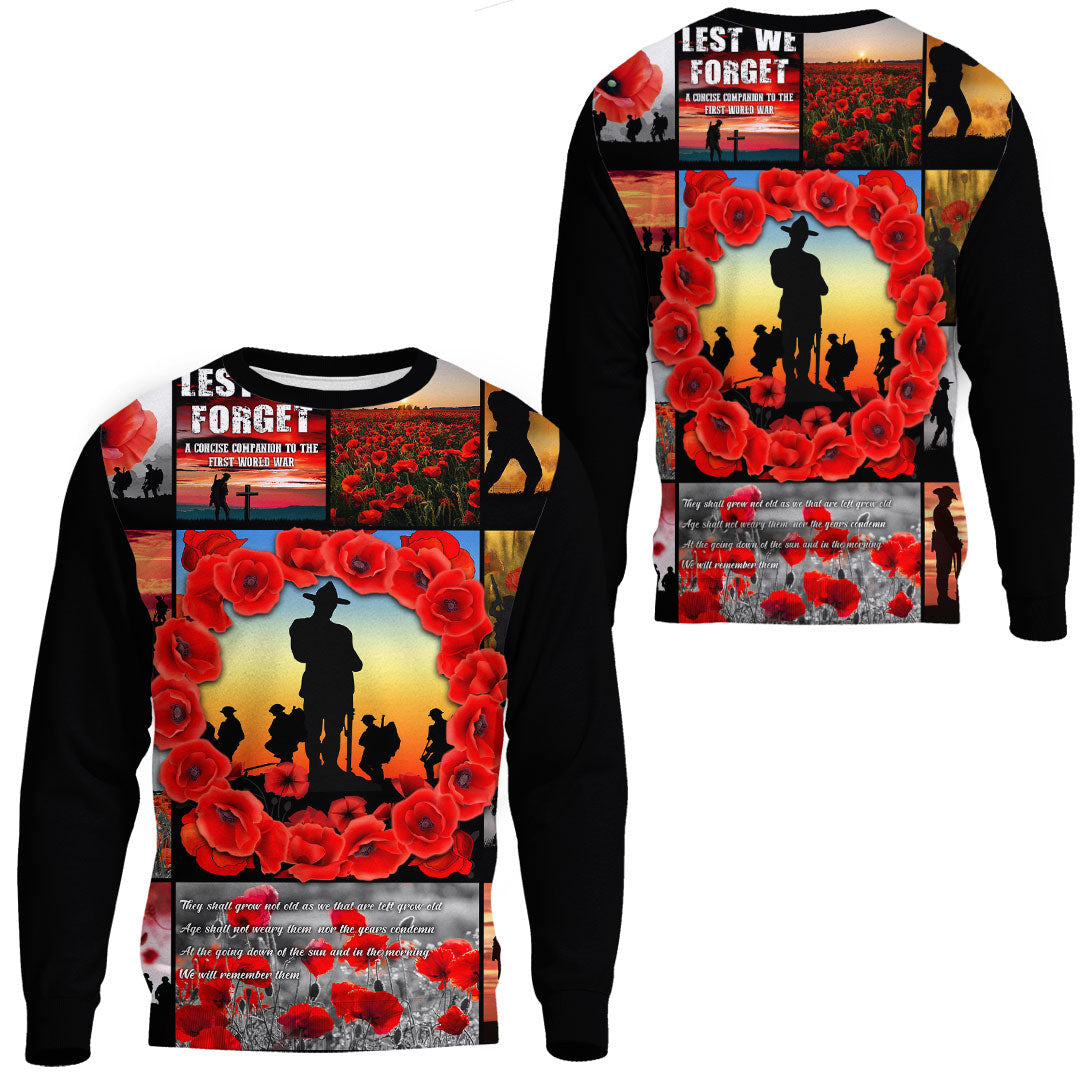 Polynesian Pride Clothing - Anzac Day Lest We Forget Banner.Sweatshirt Unisex Black - Polynesian Pride