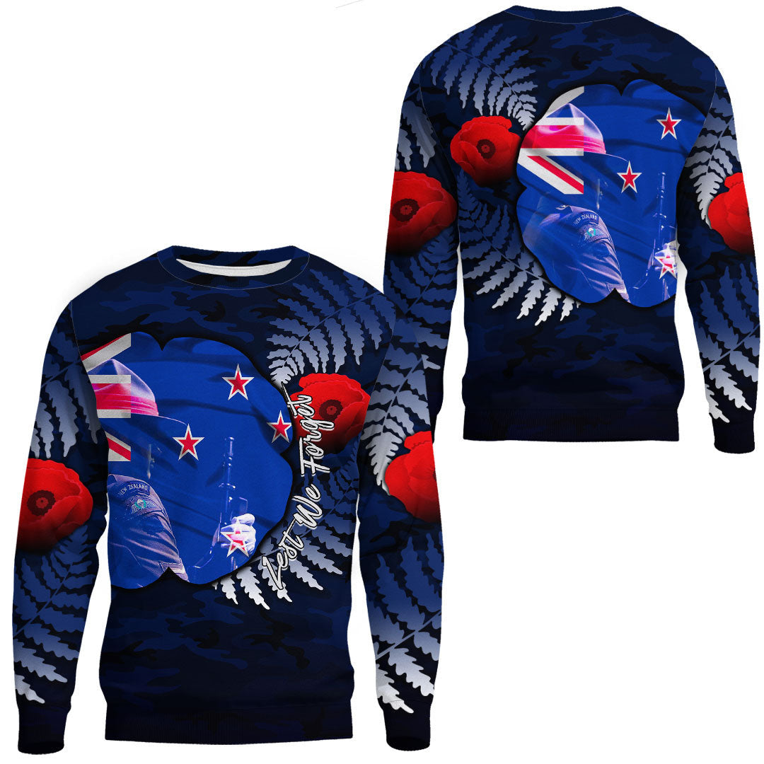 Polynesian Pride Clothing - New Zealand Anzac Day Poppy.Sweatshirt Unisex Black - Polynesian Pride