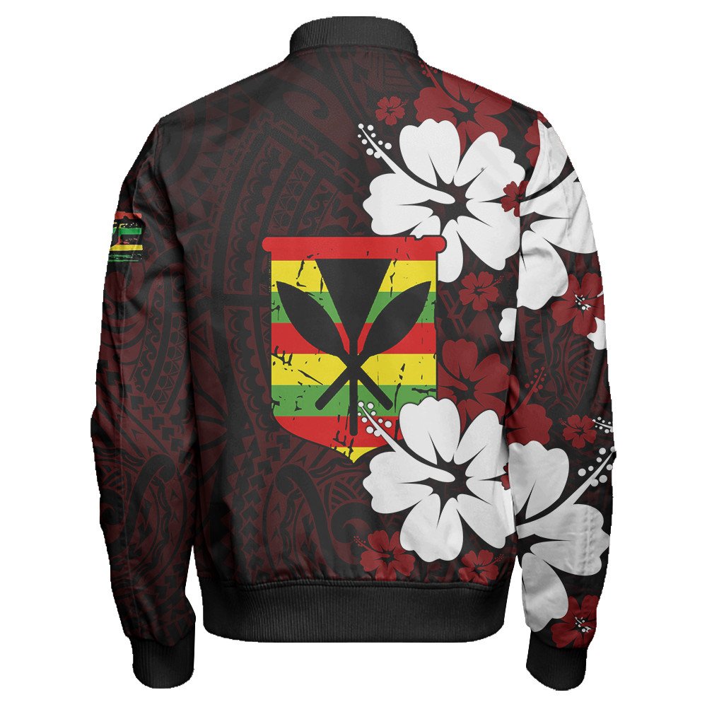 Polynesian Pride Jacket - Hawaii Kanaka Hibiscus Style Sleeve Zip Bomber Jacket LT10 - Polynesian Pride