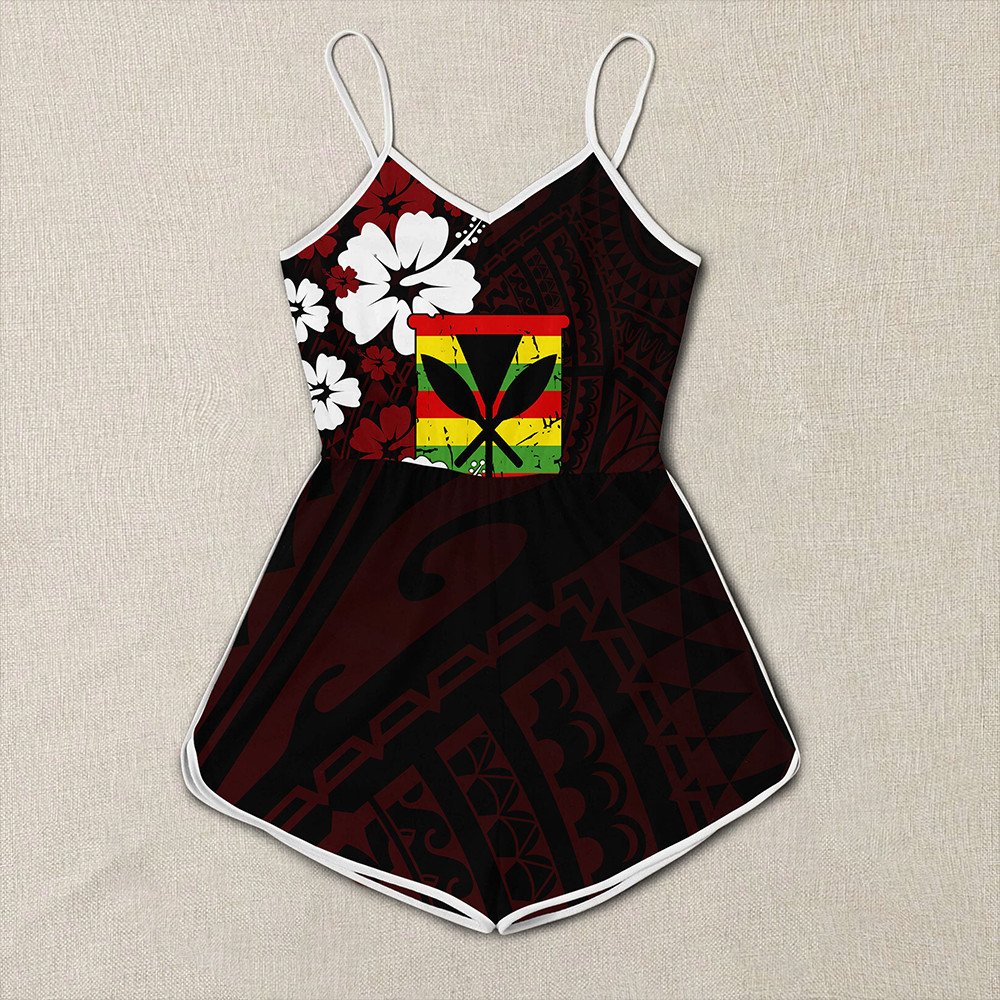 Polynesian Pride Clothing - Hawaii Kanaka Hibiscus Style Womens Romper LT10 Red - Polynesian Pride