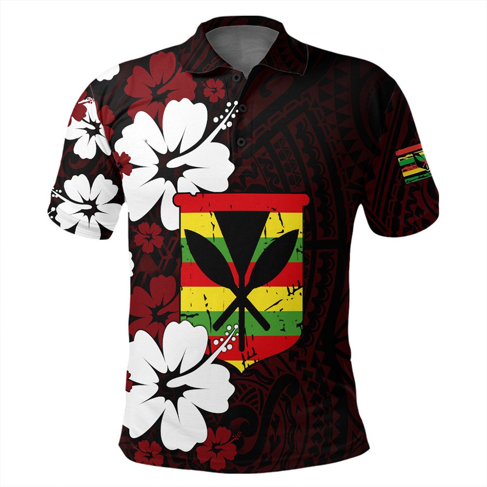 Polynesian Pride Apparel Hawaii Kanaka Hibiscus Style Polo Shirt LT10 Red - Polynesian Pride