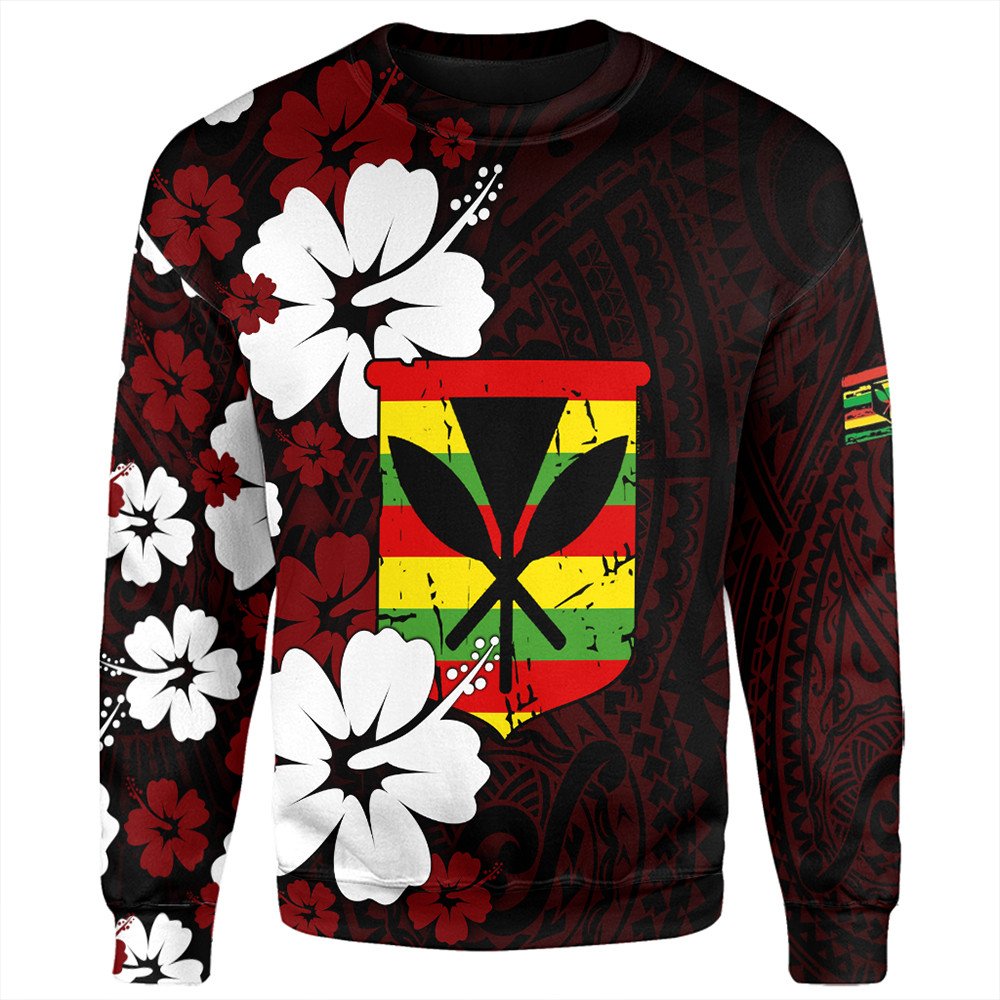 Polynesian Pride Sweatshirt - Hawaii Kanaka Hibiscus Style Sweatshirt LT10 Unisex Red - Polynesian Pride