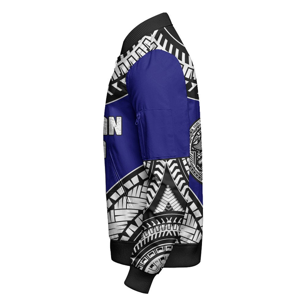 Polynesian Pride Jacket - American Samoa Tattoo Chief Sleeve Zip Bomber Jacket LT10 - Polynesian Pride
