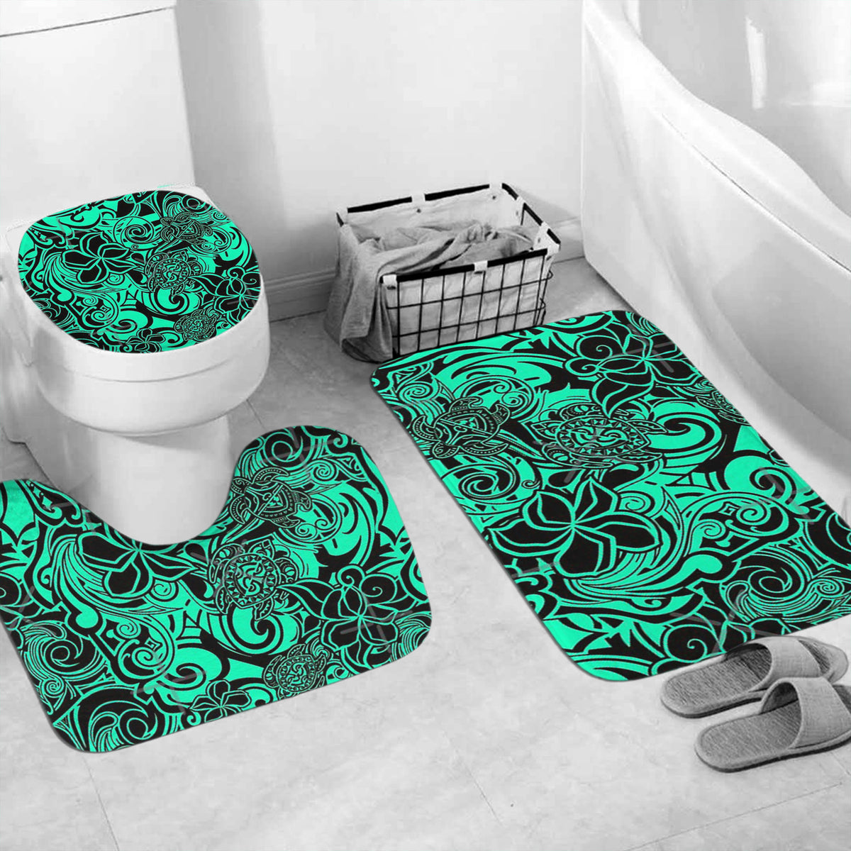 Polynesian Home Set - Polynesia Honu Love Green Teal Bathroom Set LT10 - Polynesian Pride