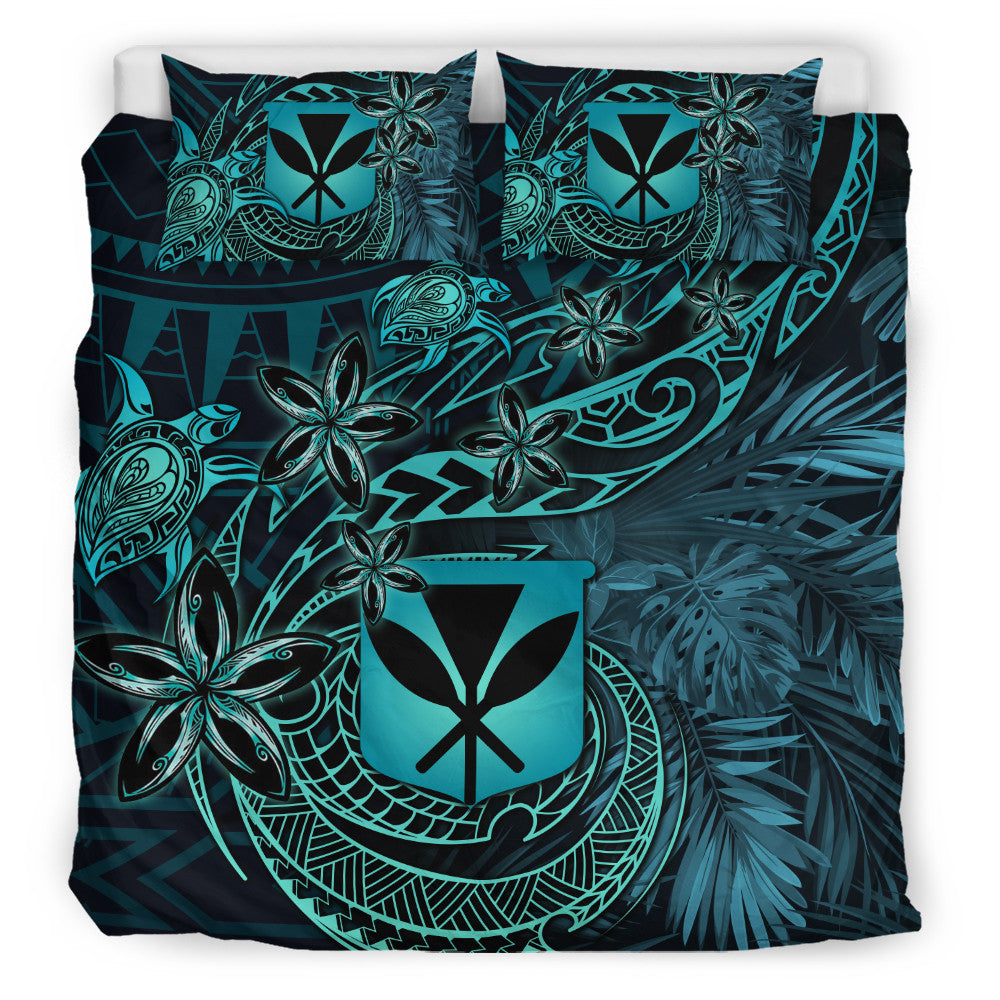 Polynesian Pride Home Set - Hawaii Kanaka Maoli Turquoise Tiare Honu Bedding Set LT10 Turquoise - Polynesian Pride