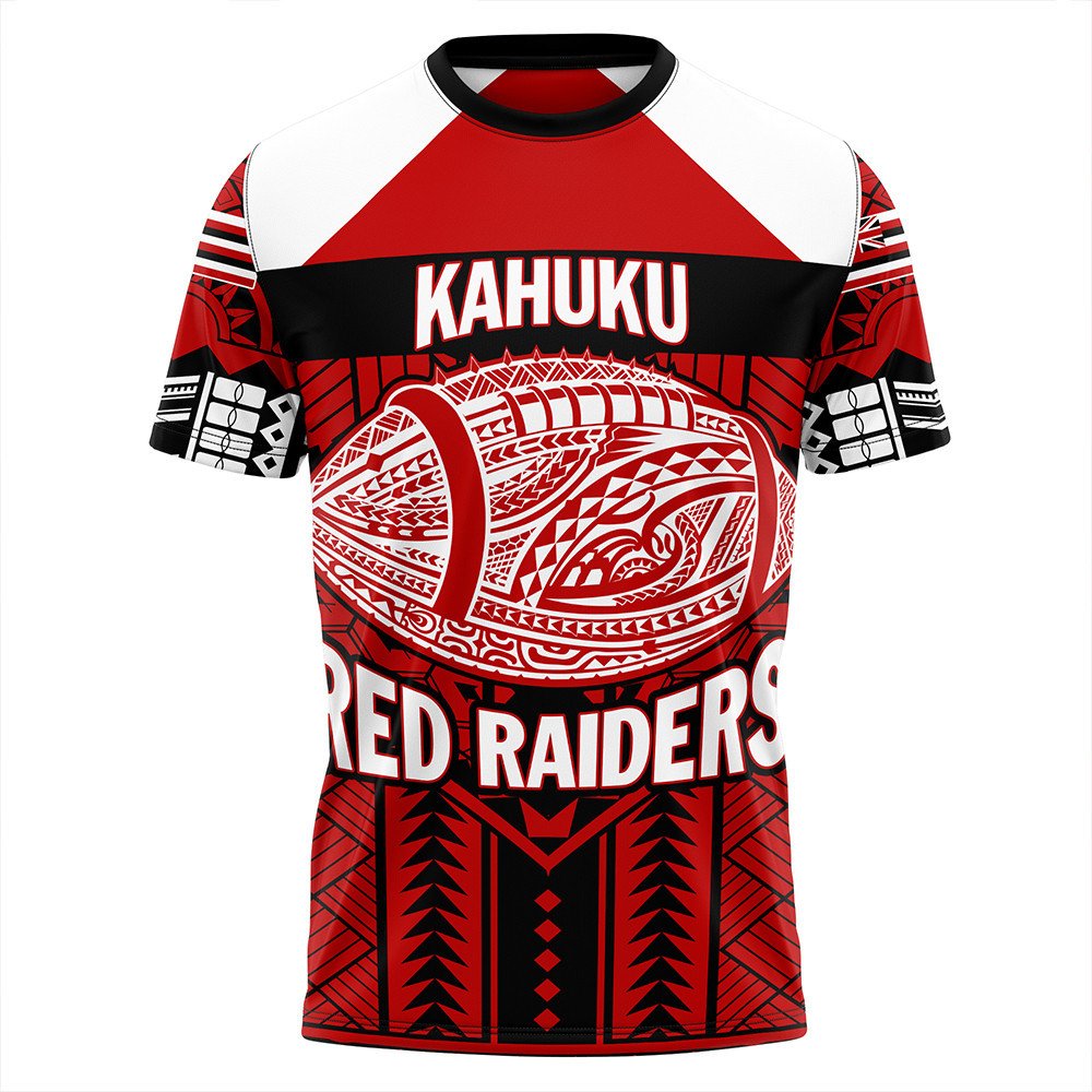 Polynesian Pride T Shirt Personalized Hawaiian High Kahuku High Football T Shirt LT10 Red - Polynesian Pride