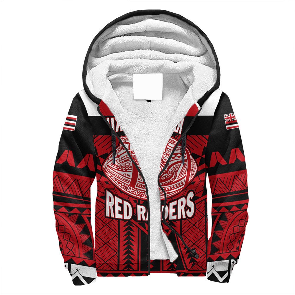 Polynesian Pride Hoodie - Personalized Hawaiian High Kahuku Sherpa Hoodie LT10 Unisex Red - Polynesian Pride