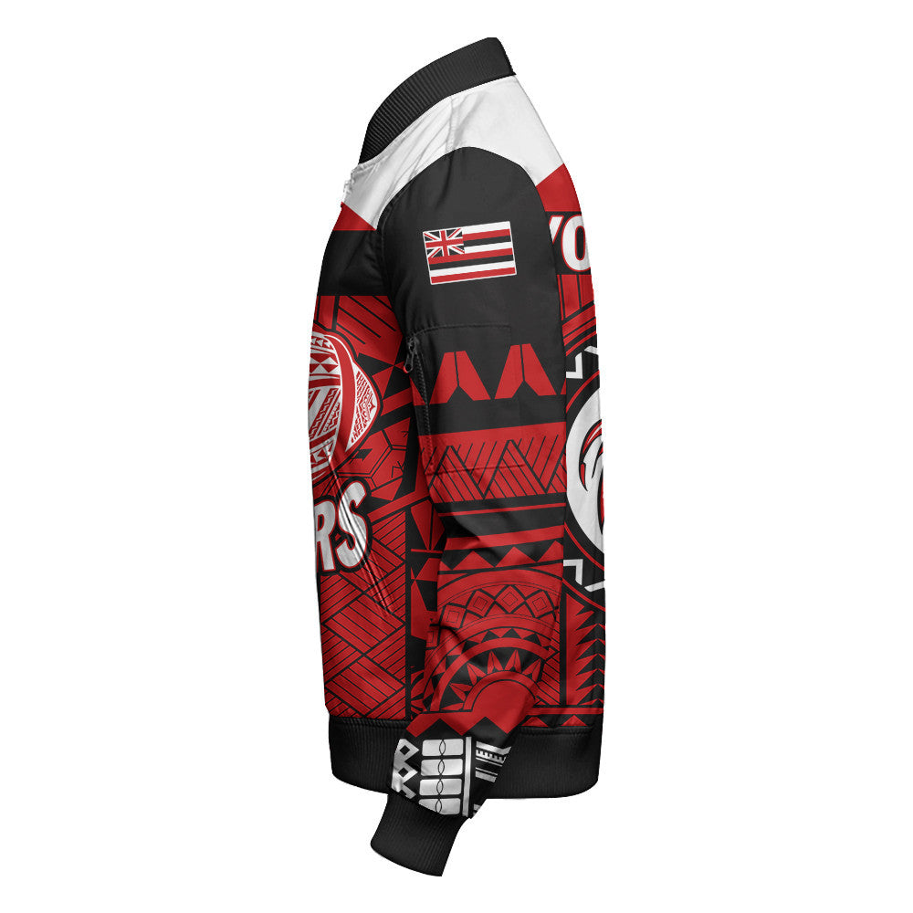 Polynesian Pride Jacket - Personalized Hawaiian High Kahuku Sleeve Zip Bomber Jacket LT10 - Polynesian Pride