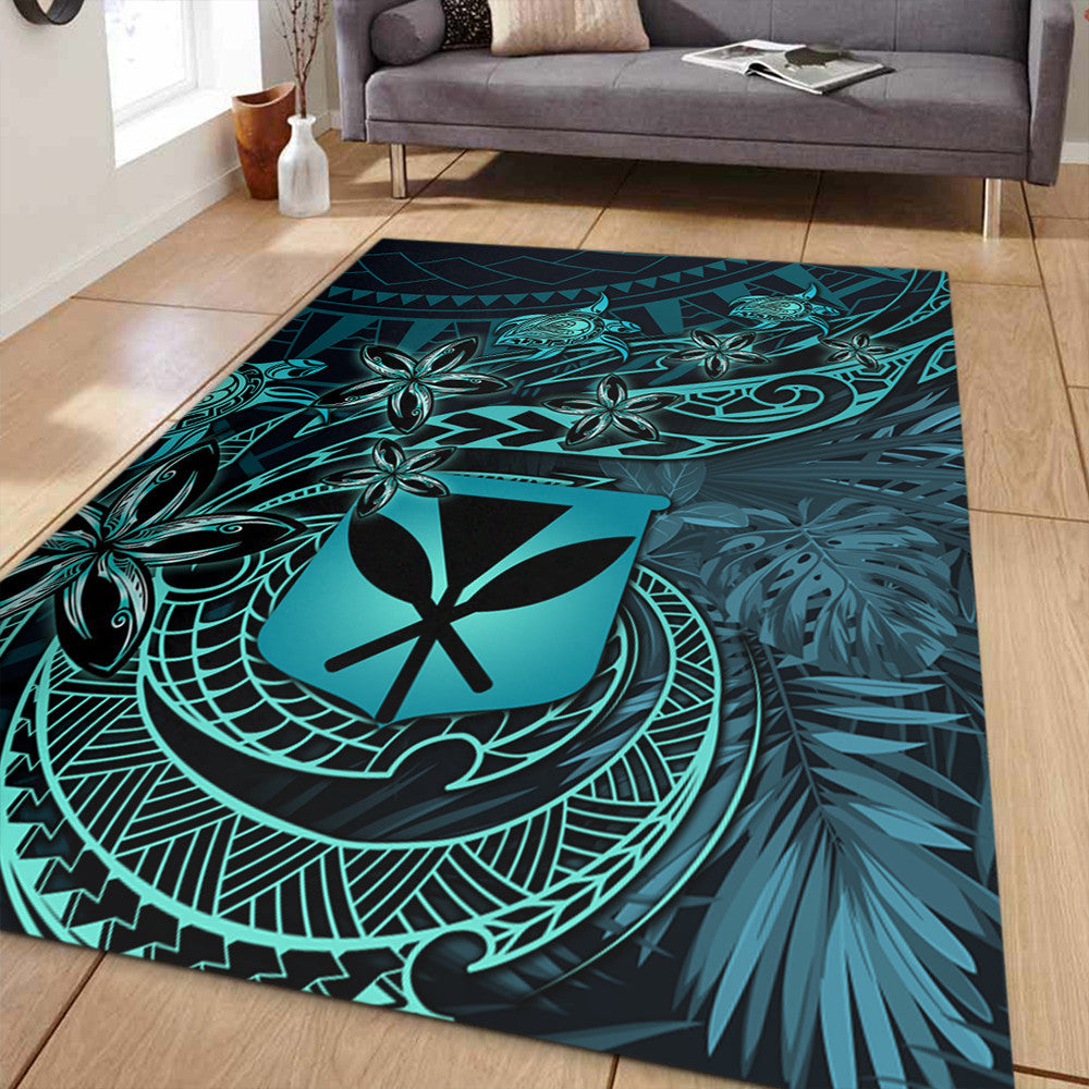 Polynesian Pride Home Set - Hawaii Kanaka Maoli Turquoise Tiare Honu Area Rug LT10 Turquoise - Polynesian Pride