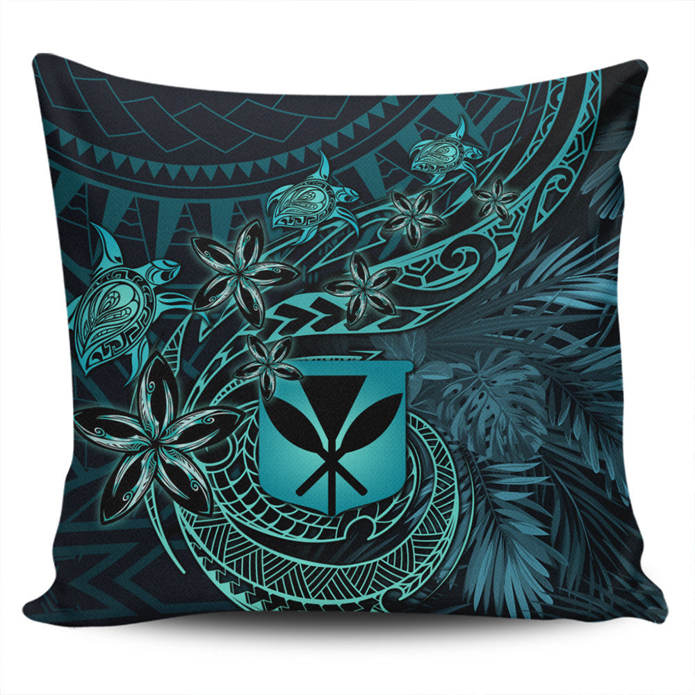 Polynesian Pride Home Set - Hawaii Kanaka Maoli Turquoise Tiare Honu Pillow Covers LT10 One Size Turquoise - Polynesian Pride