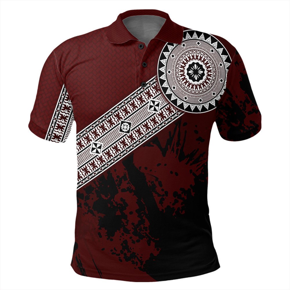 Polynesian Pride Apparel Fiji Masa Paint Style Polo Shirt LT10 Red - Polynesian Pride