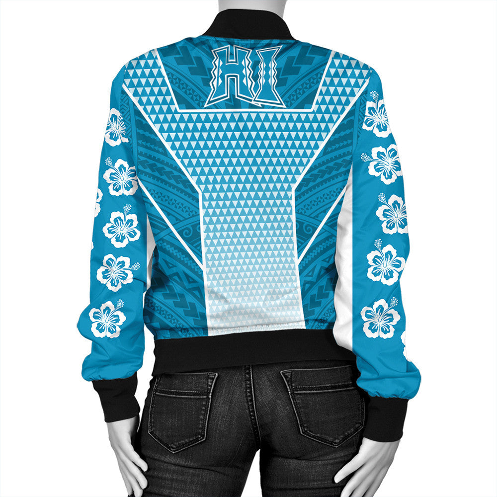 Polynesian Pride Jacket - Personalized Kakau Hawaii Polynesian Blue Gradient Bomber Jacket LT10 - Polynesian Pride