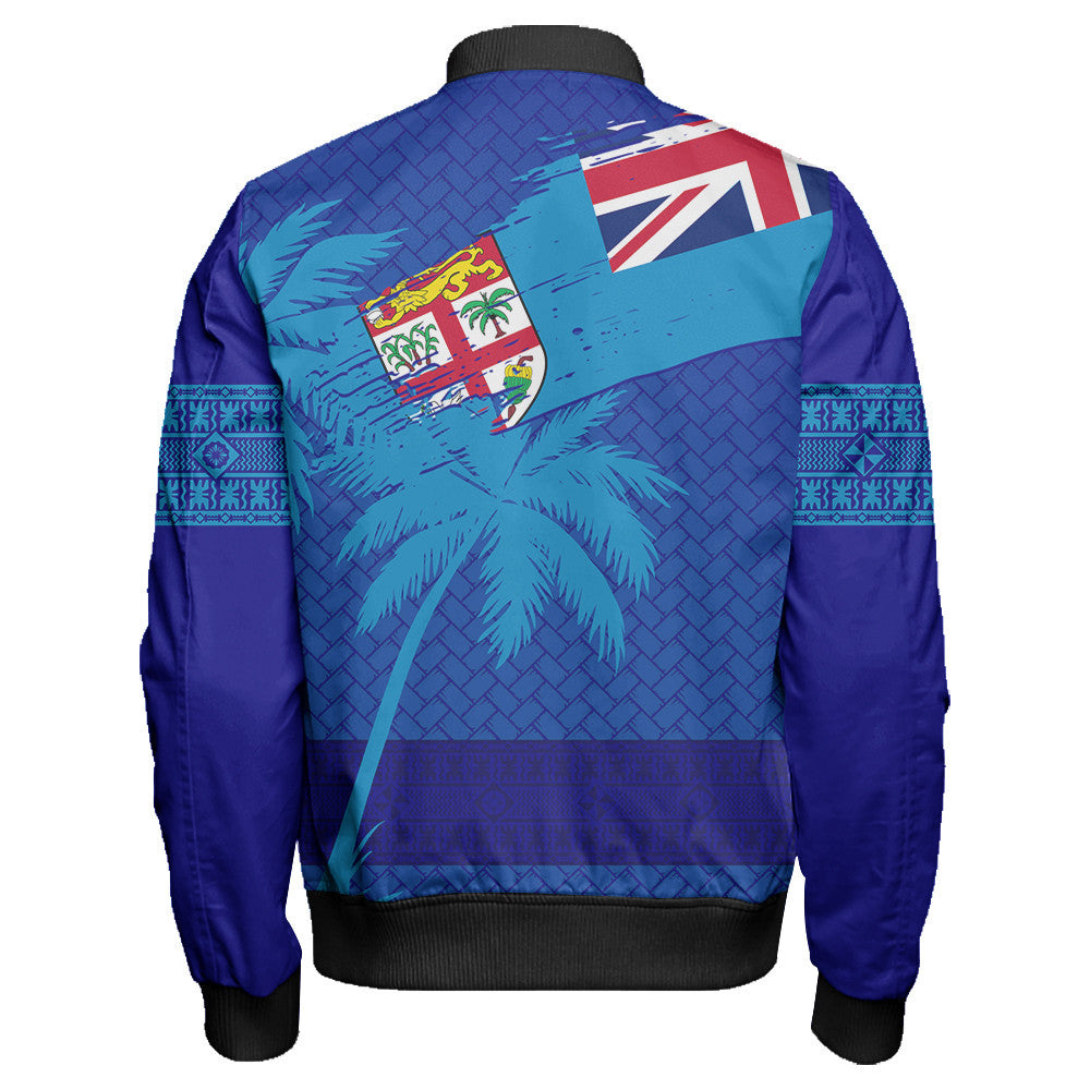 Polynesian Pride Jacket - Fiji Palm Tree Coat Of Arms Sleeve Zip Bomber Jacket LT10 - Polynesian Pride