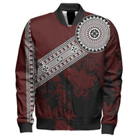 Polynesian Pride Jacket - Fiji Masa Paint Style Sleeve Zip Bomber Jacket LT10 Unisex Red - Polynesian Pride